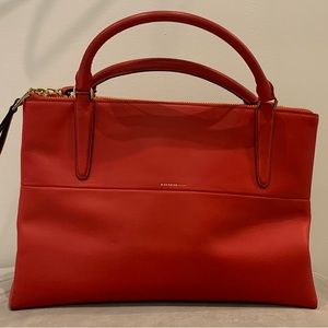 Coach tote bag. Beautiful red leather. Like new.
